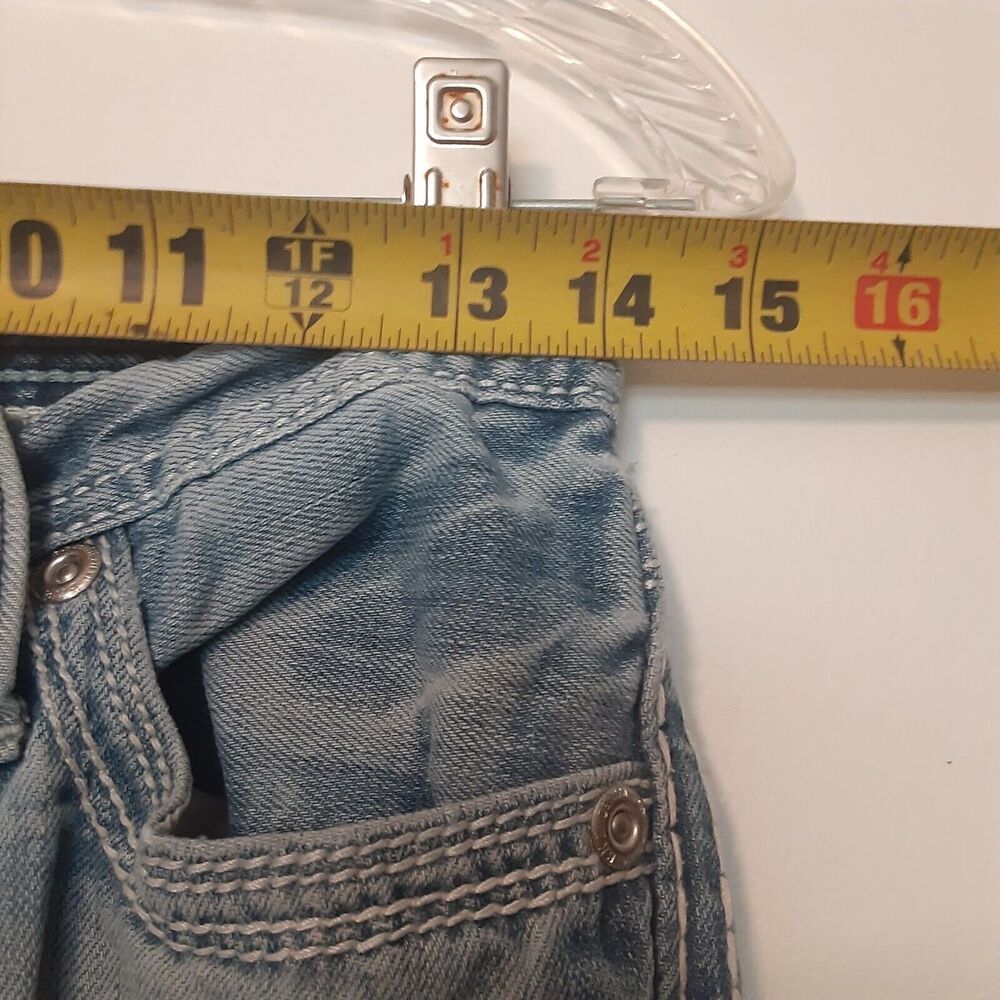 BKE Fulton Jeans Men's 29R Bootcut Low Rise Medium Wash Blue Stretch Distressed - Picture 11 of 13